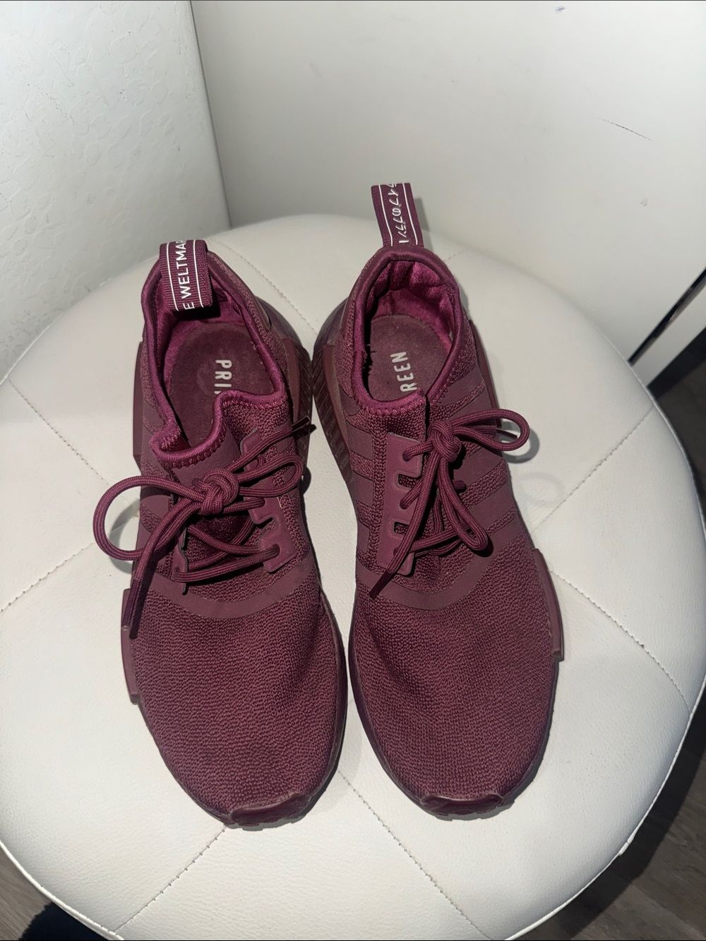 adidas Women's Maroon Knit Lace-Up Sneakers